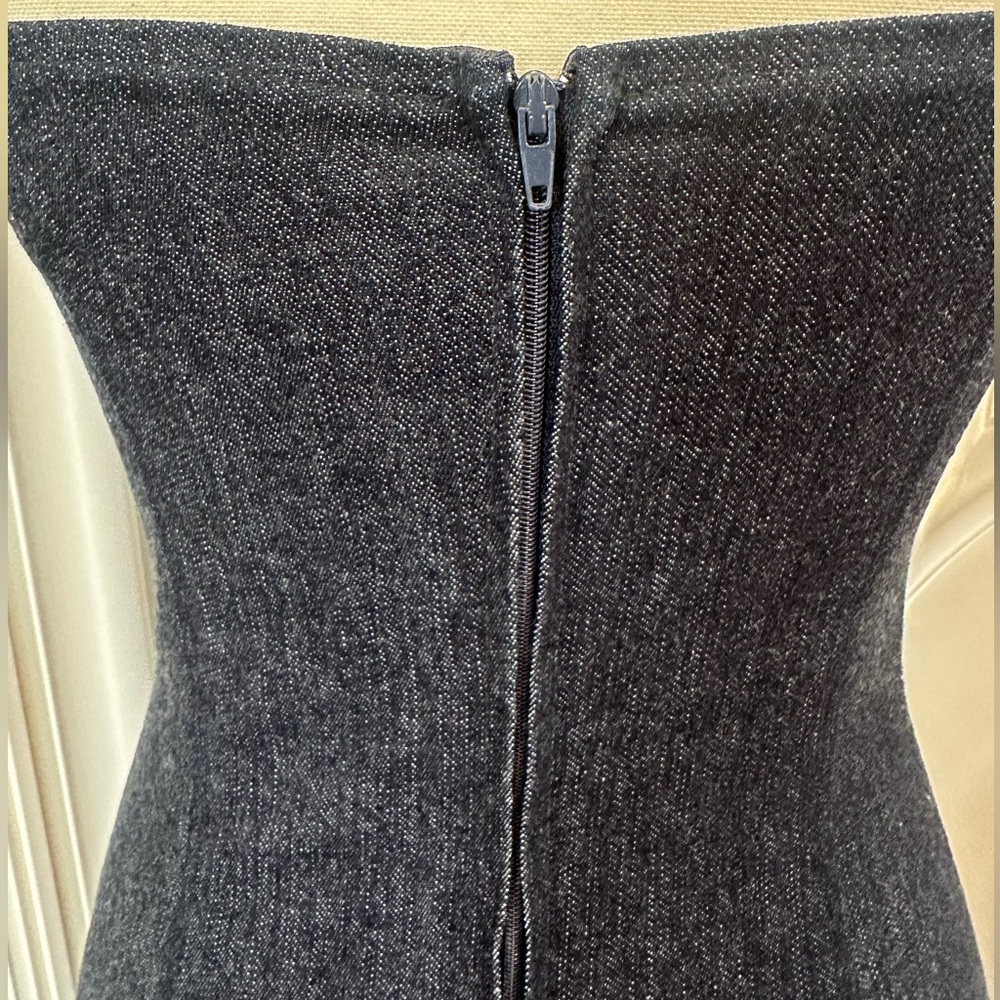 Y2K Strapless Cotton Denim Dress with Lace Up Detail on Thigh (Size Medium) - Picture 5 of 8